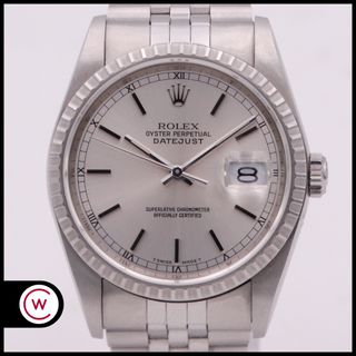 ROLEX Datejust 16220 Silver 36mm CAJA & PAPELES