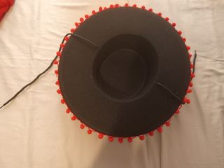 Sombrero Mexicano Disfraz Negro con Rojo