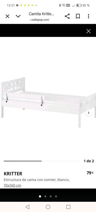 Cama infantil KRITTER IKEA blanca 70x160