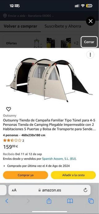 Tienda de campaña Outsunny familiar