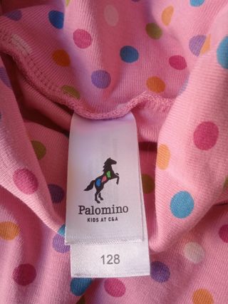 Camiseta cuello vuelto lunares (C&A) T: 8 años