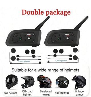 2x Interfono Moto Bluetooth V6 Plus Impermeabile