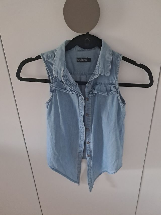 Camisa vaquera sin mangas niña