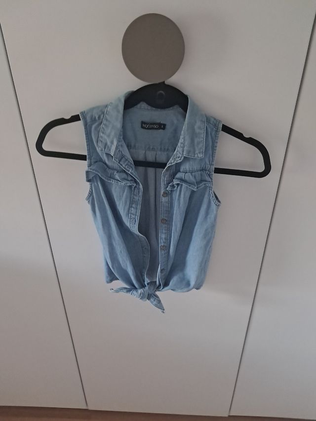 Camisa vaquera sin mangas niña
