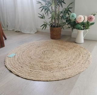 Alfombra Redonda Yute Natural Estilo Nórdico 