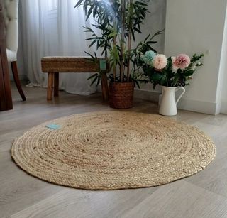 Alfombra Redonda Yute Natural Estilo Nórdico 