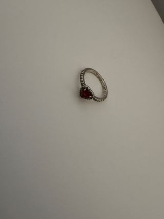 Anillo Pandora Corazón Rojo Plata