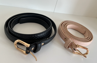 lote pack conjunto 2 cinturones finos Negro y nude