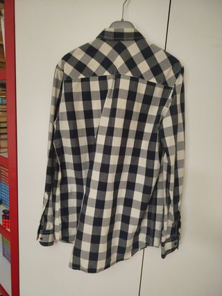 Camicia a quadri beige e nera