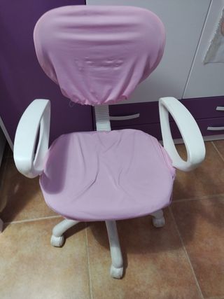 Silla de escritorio morada y blanca