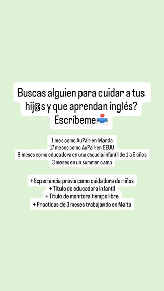 Babysitter / Nanny / Cuidadora de niños en inglés 