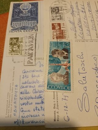 Francobolli Russia CCCP su cartoline anni 70