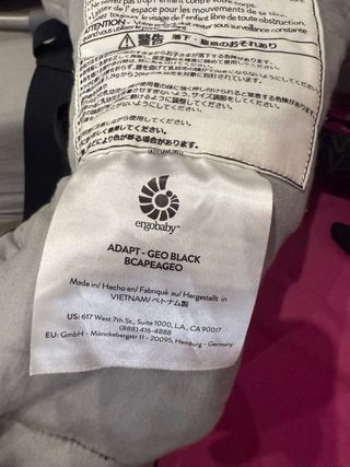 Mochila Portabebés Ergobaby Adapt Negro Geo