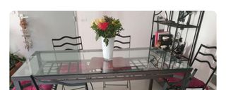 Mesa Hierro y Cristal para Sala o Patio