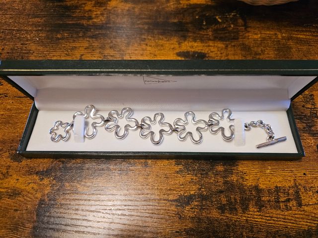 Pulsera Plata Rodiada Flor