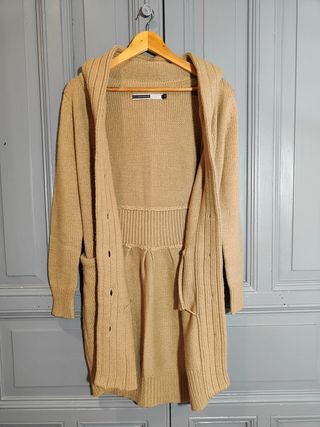 Abrigo Jersey Largo Mujer Beige