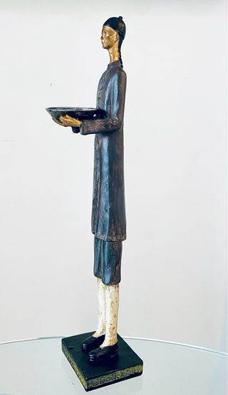 Par Candelabros Sirvientes Chinos  Negro Dorado