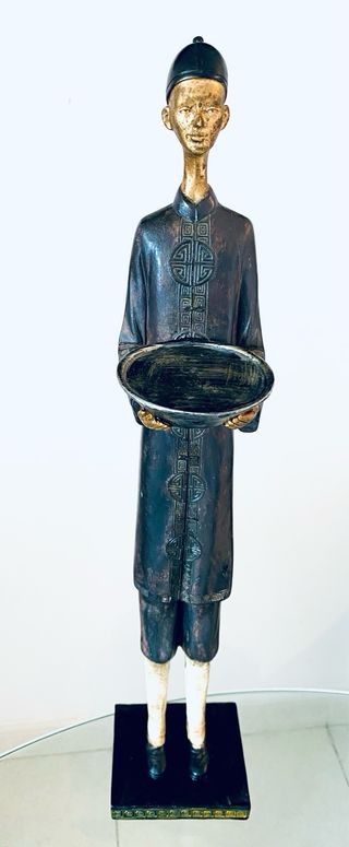 Par Candelabros Sirvientes Chinos  Negro Dorado