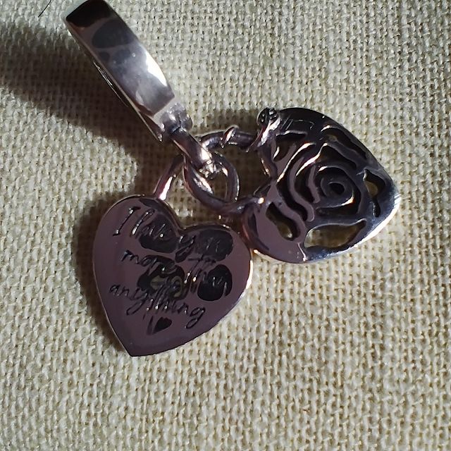 Colgante Corazón y Rosa Plata