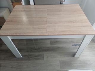 Mesa extensible madera y blanca 140-190cm
