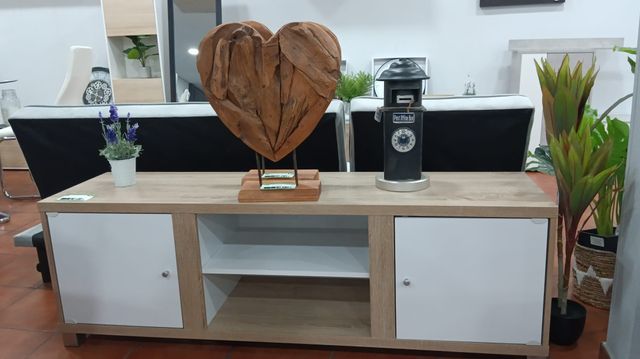 Mueble TV 150cm Beige y Blanco