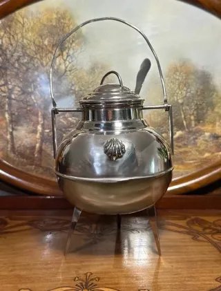 Zuccheriera con Coperchio e Mestolo in Alpaca