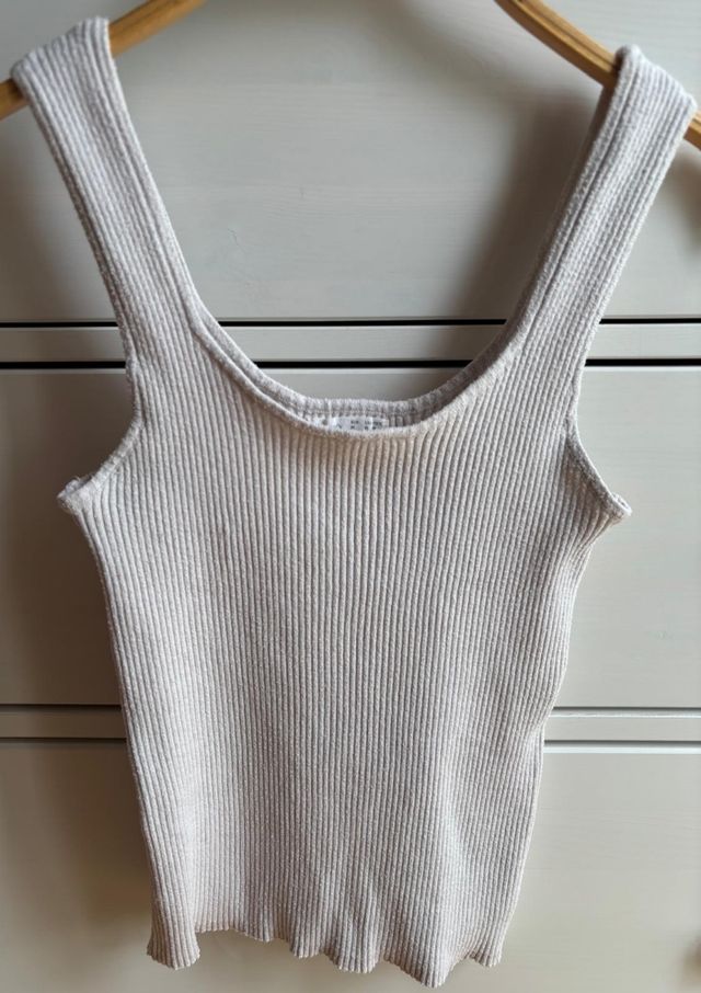 Camiseta Top T.M canalé beige de Oysho