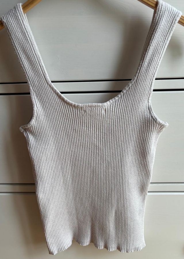 Camiseta Top T.M canalé beige de Oysho