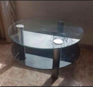 Mesa de salón vintage cristal y metal