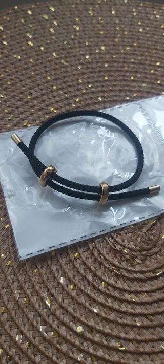 Pulsera Acero Trenzado Negro y color Oro