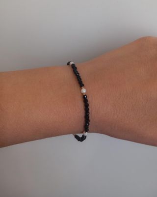 Pulsera de cristal facetado y perlas naturales