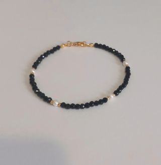 Pulsera de cristal facetado y perlas naturales