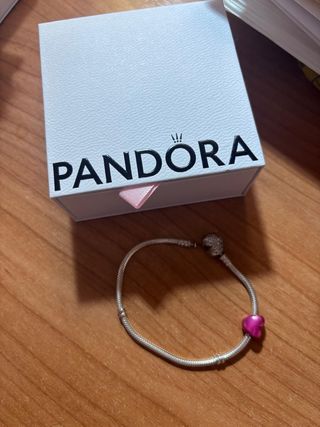 Pulsera Pandora Plata Corazón Rosa