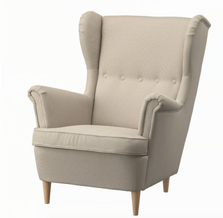 Sillón orejero tela gris claro