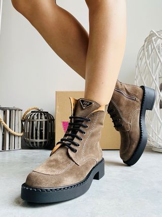 Botines piel camel cordones talla 37