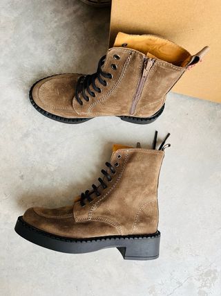 Botines piel camel cordones talla 37