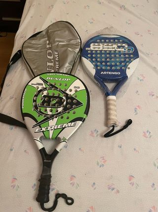 Raquetas y funda de pádel Dunlop y Atengo 