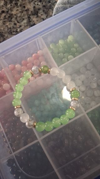 Bracciale elastico verde e bianco