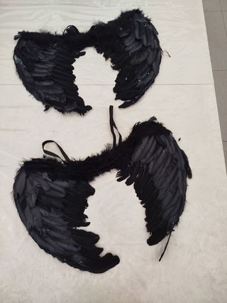 Alas de ángel negras para disfraz.