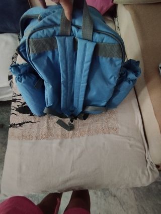 Mochila azul multibolsillos