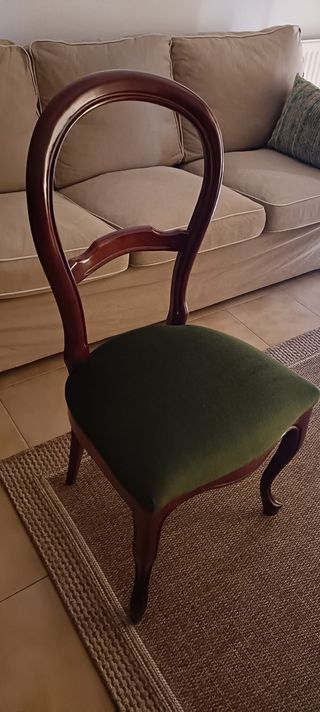 6 Sillas Isabelinas Madera y Terciopelo