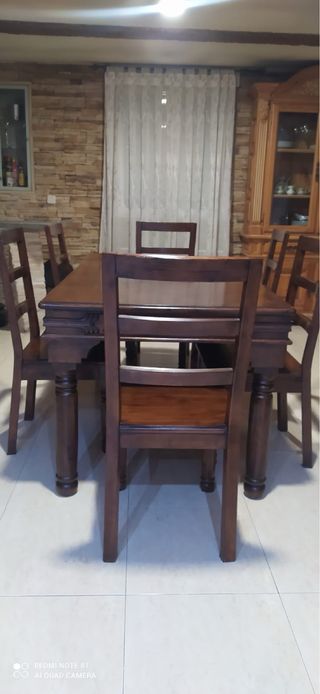 Mesa Comedor Madera Maciza Grande + Sillas