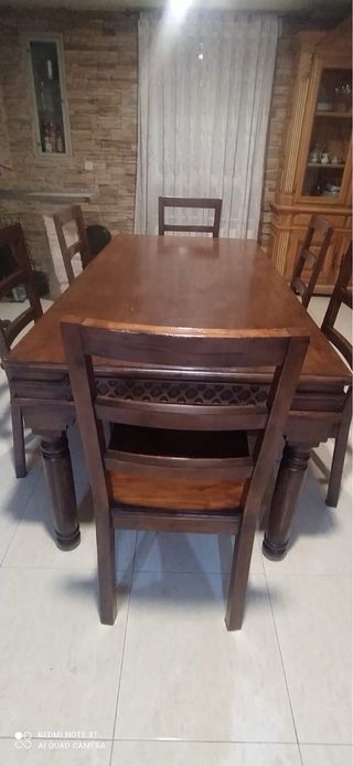 Mesa Comedor Madera Maciza Grande + Sillas