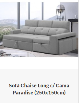 Sofá Chaise Long c/ Cama Paradise Gris