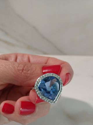 Anillo Swarovski Corazón Azul. Nuevo!!