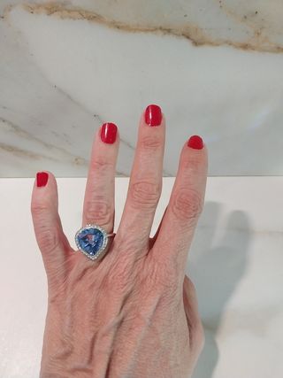 Anillo Swarovski Corazón Azul. Nuevo!!