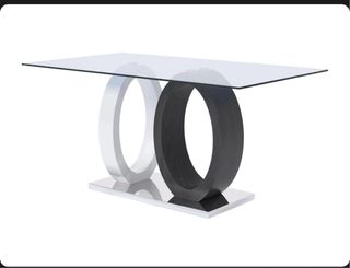 Mesa de comedor moderna cristal y madera