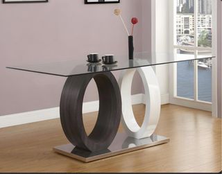 Mesa de comedor moderna cristal y madera
