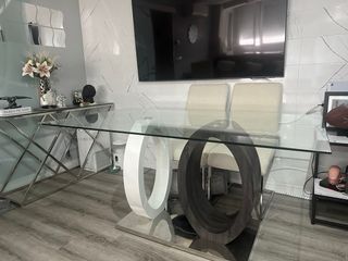 Mesa de comedor moderna cristal y madera