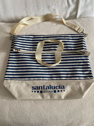 Bolsa de Lona Rayas Azul y Beige
